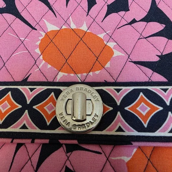 Vera Bradley Loves Me Pattern BLUE & PINK Julia Purse Turn Lock Detachable Strap - Picture 7 of 11